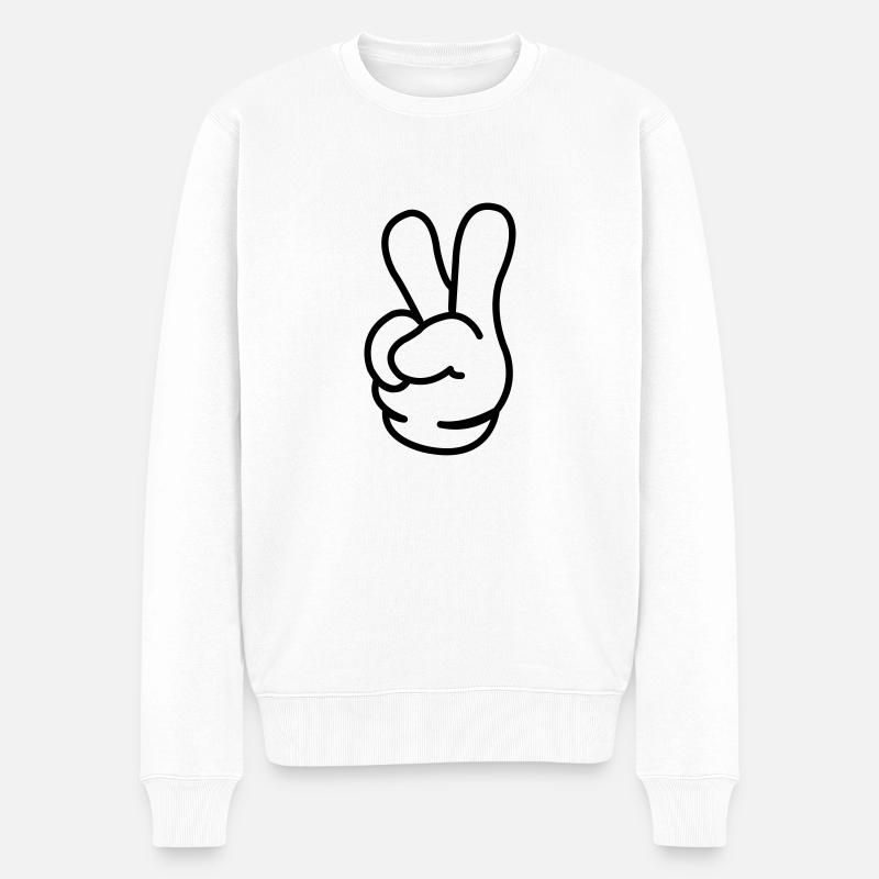 peace_comic_hand_01 - Pull Premium bio Homme - blanc