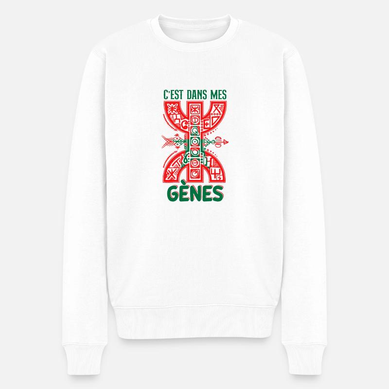 Berbère Amazigh c'est dans mes gènes Imazighen - Pull Premium bio Homme - blanc