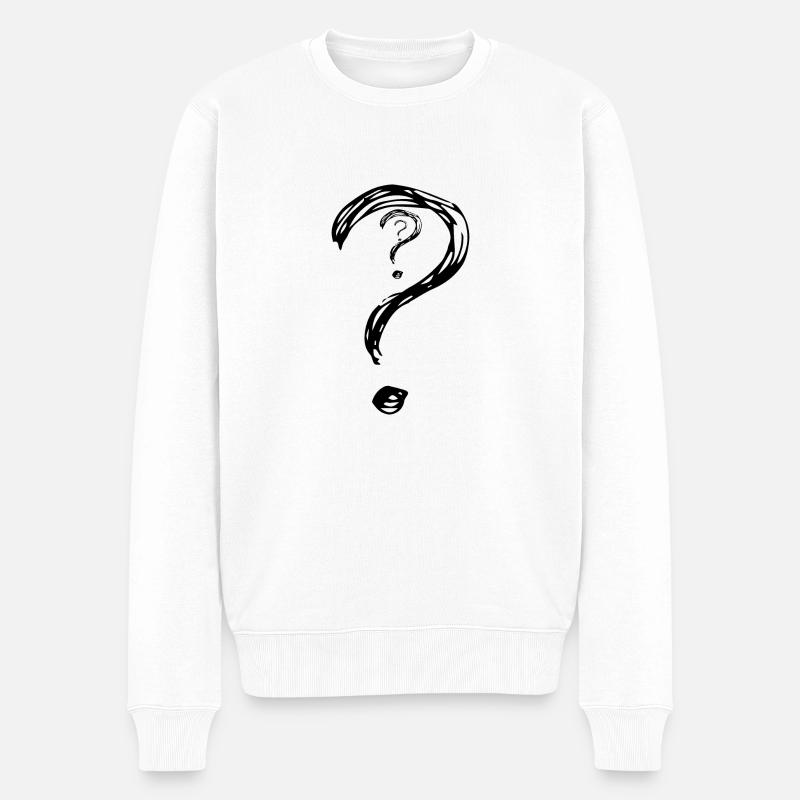 Fragezeichen Geschenk T-Shirt Mann Frau - Männer Premium Bio Pullover - Weiß