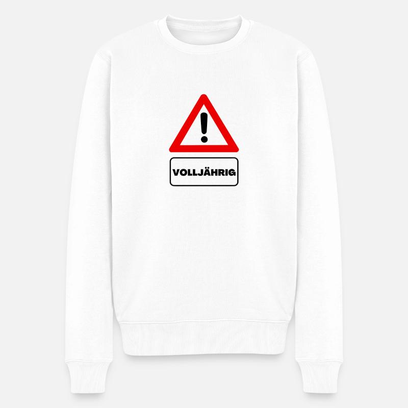 Achtung Volljährig - Männer Premium Bio Pullover - Weiß