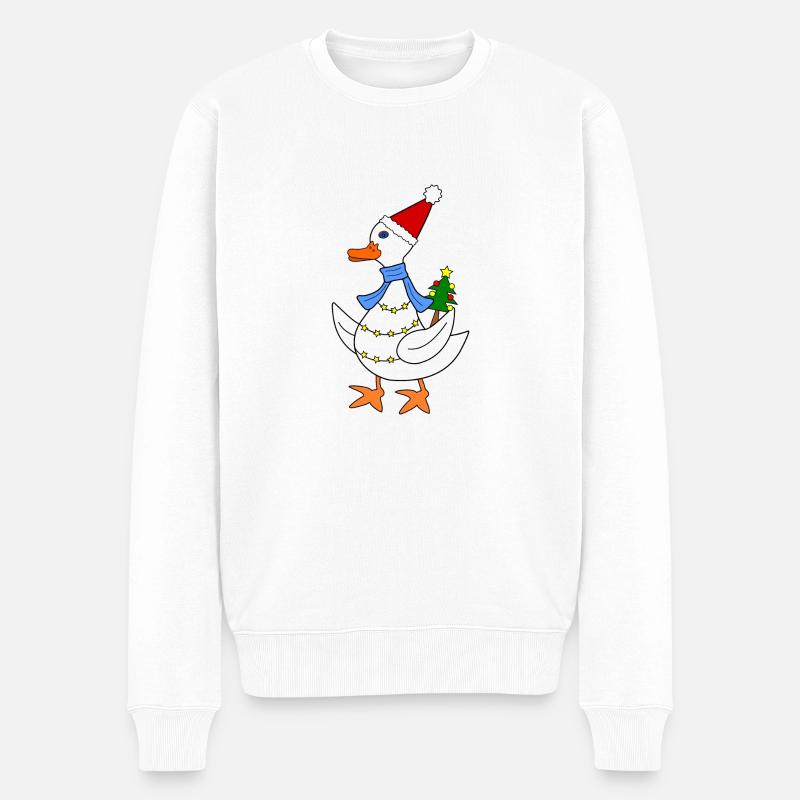 Gans weihnachtlich - Männer Premium Bio Pullover - Weiß
