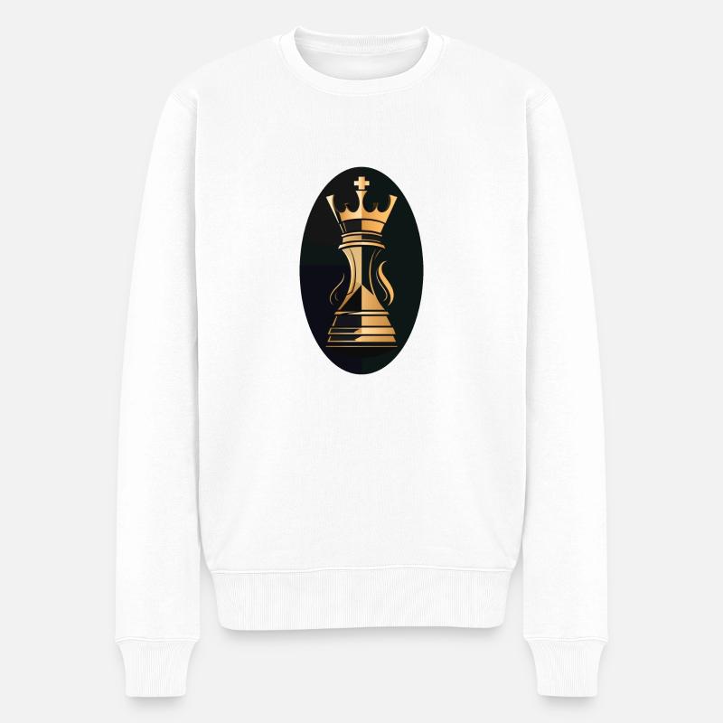 Schach Figur König - Männer Premium Bio Pullover - Weiß