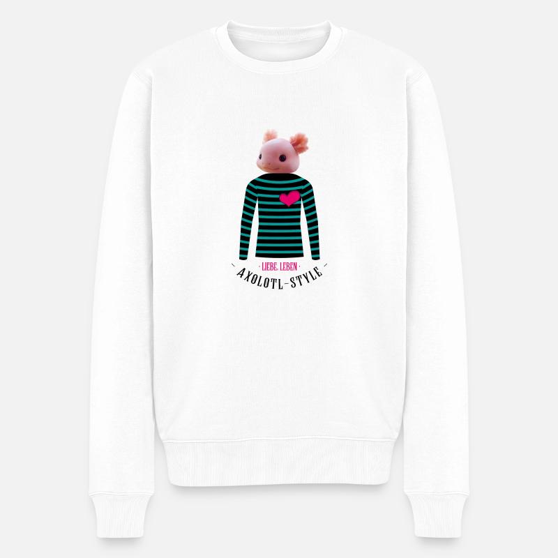 Liebe Leben Axolotl Style - Männer Premium Bio Pullover - Weiß