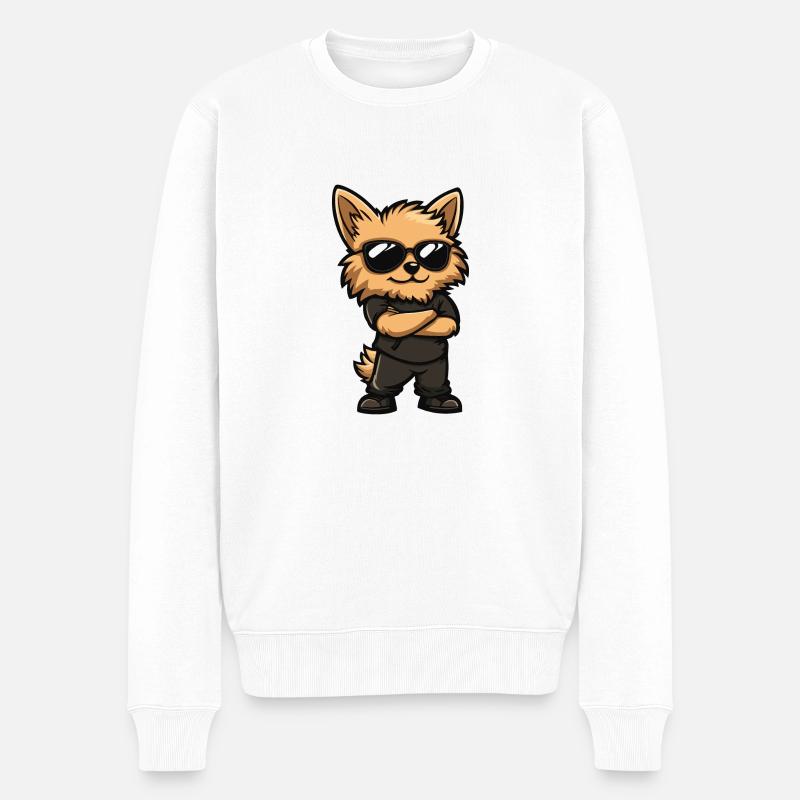 Zwergspitz Hund Comic - Männer Premium Bio Pullover - Weiß