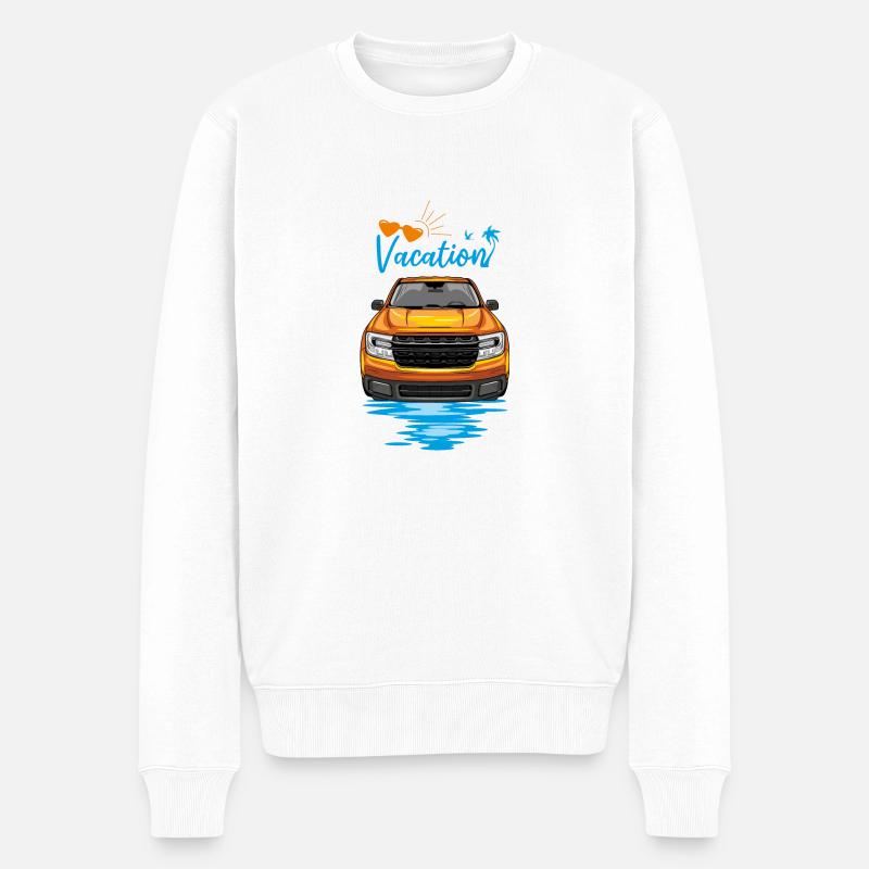 Urlaub mit dem Pickup - Männer Premium Bio Pullover - Weiß