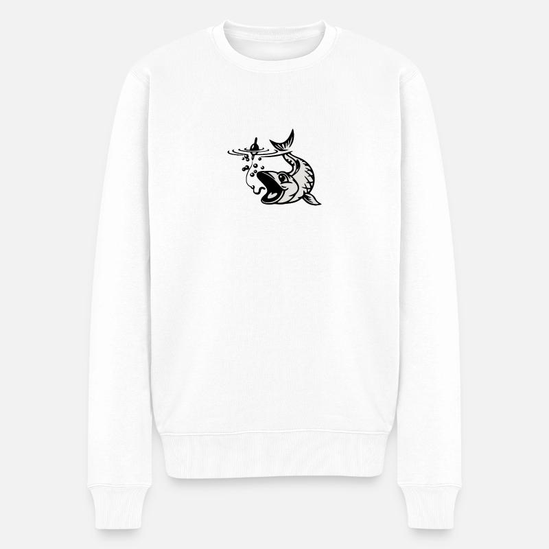 Poisson avec des appâts - Pull Premium bio Homme - blanc