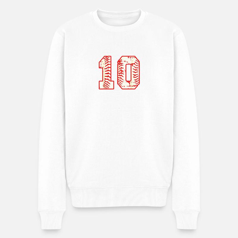 Baseball 10th Birthday 10 Years Old - Männer Premium Bio Pullover - Weiß