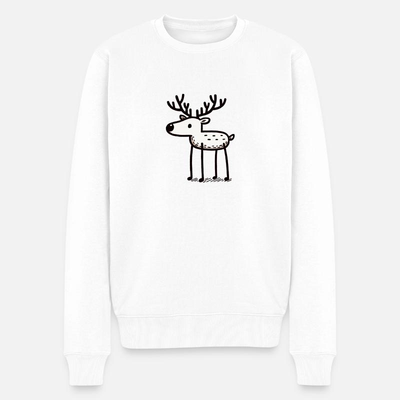 Robert der Hirsch - Männer Premium Bio Pullover - Weiß