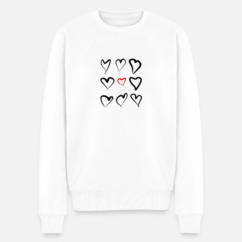 9 Herze - Männer Premium Bio Pullover - Weiß