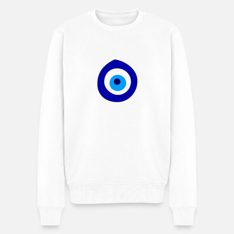 Evil Eye bleu - Pull Premium bio Homme - blanc