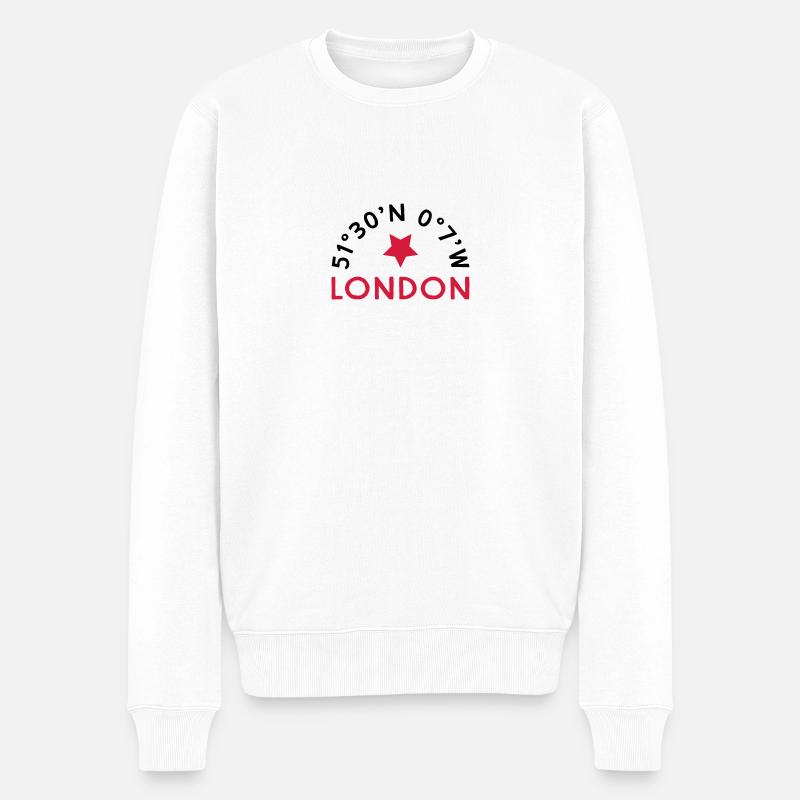 London - Männer Premium Bio Pullover - Weiß