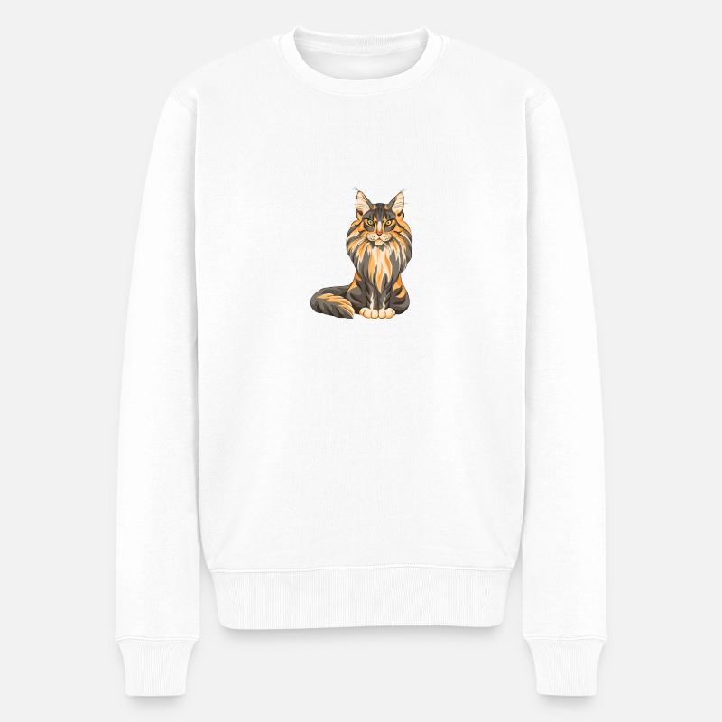Maine Coon - Männer Premium Bio Pullover - Weiß