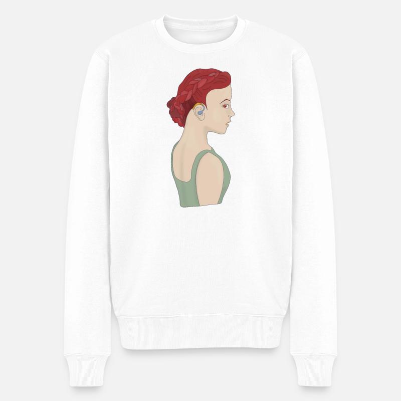 Fille utilisant une aide auditive - Pull Premium bio Homme - blanc