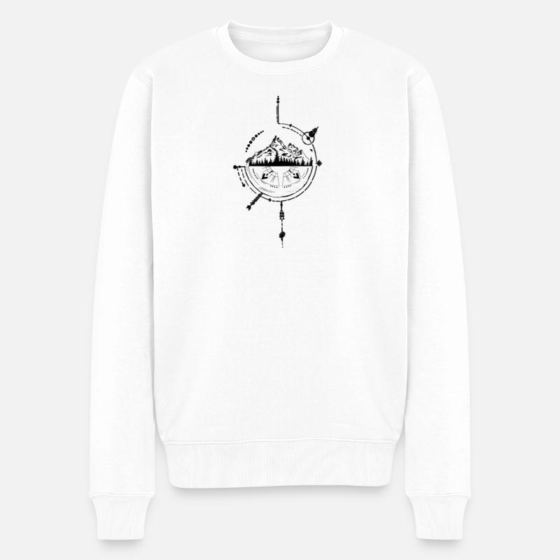 Kosmischer Kompass Kunstdesign - Männer Premium Bio Pullover - Weiß