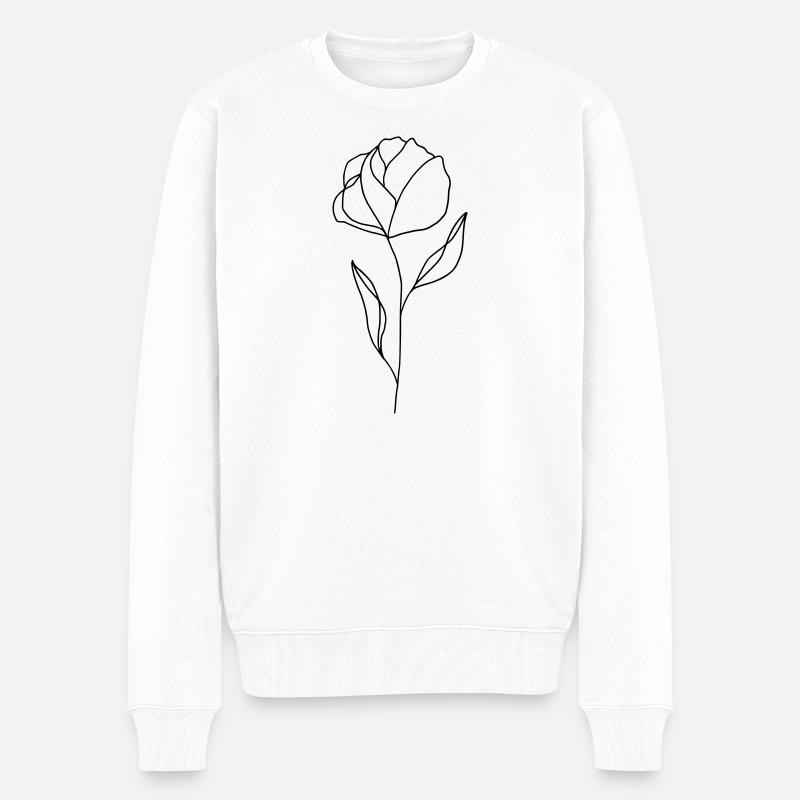 Blume gezeichnet - Männer Premium Bio Pullover - Weiß