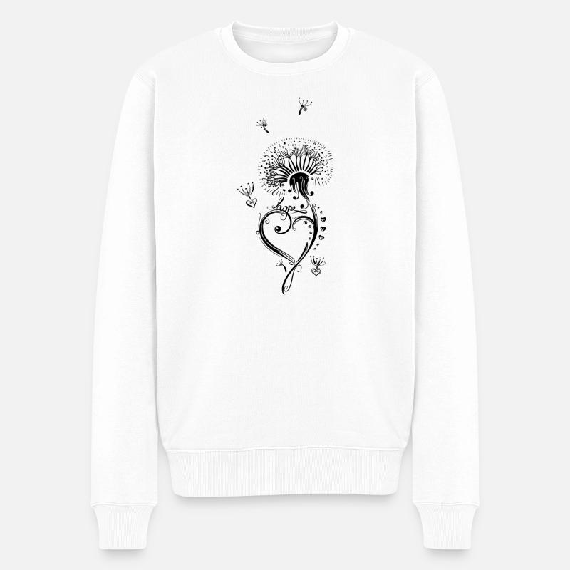 Löwenzahn Pusteblume mit Herz - Männer Premium Bio Pullover - Weiß