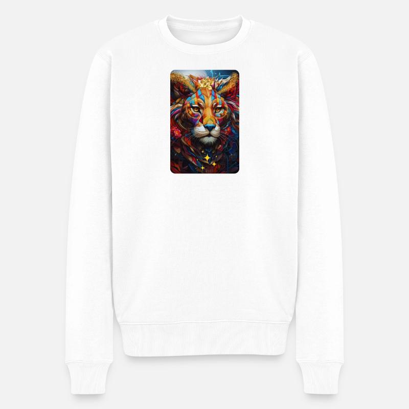 Löwe Pop Art - Männer Premium Bio Pullover - Weiß