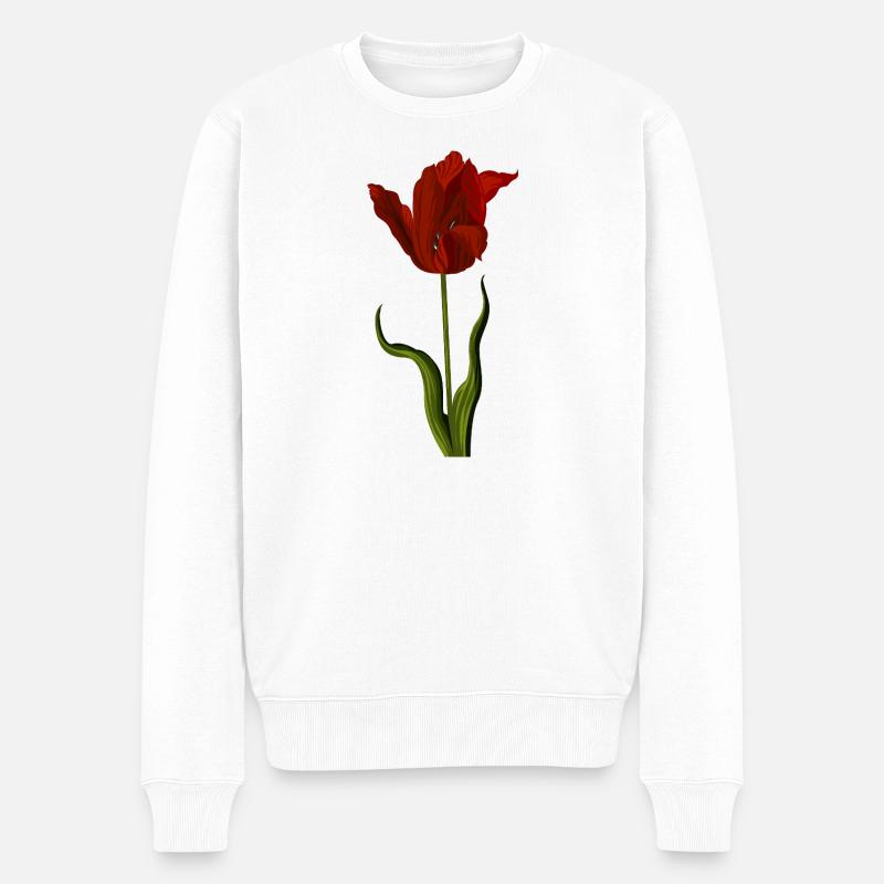 Tulipe rouge - Pull Premium bio Homme - blanc