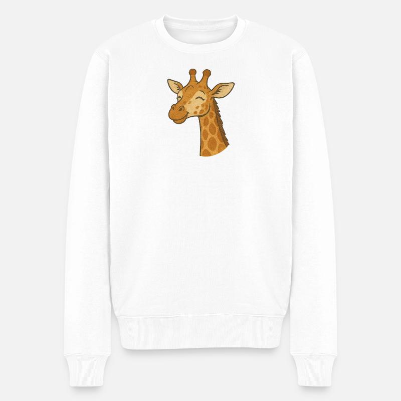 Giraffe - Männer Premium Bio Pullover - Weiß