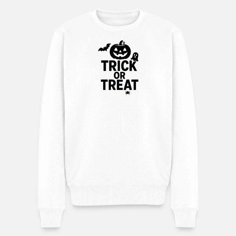 Halloween-Trick or Treat  - Männer Premium Bio Pullover - Weiß