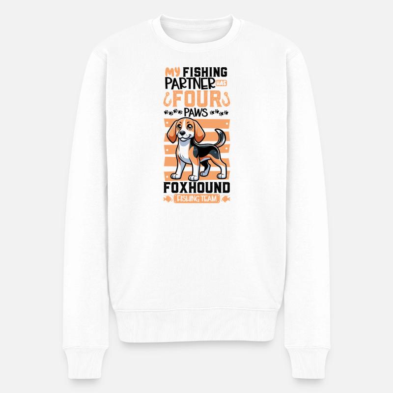Pêche et foxhound anglais - Pull Premium bio Homme - blanc