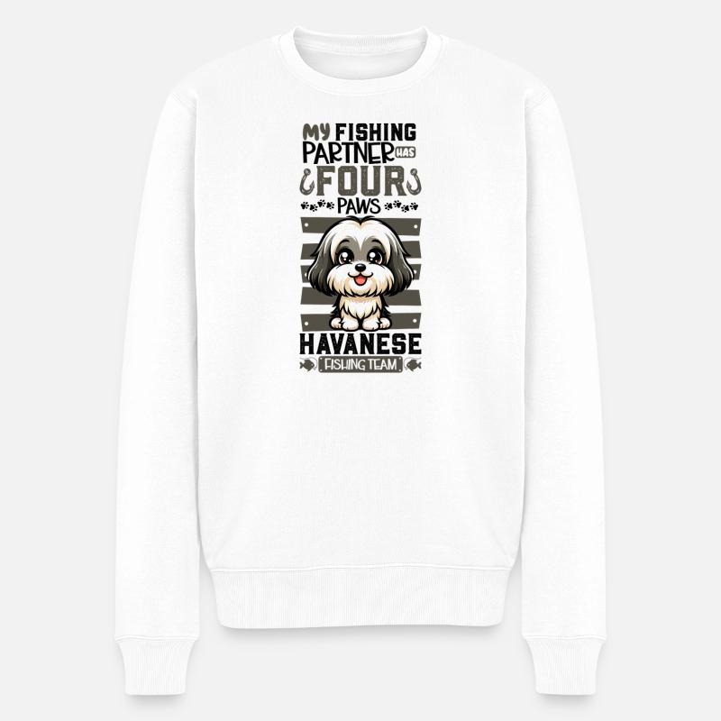 Angeln und Himalaya Schäferhund - Männer Premium Bio Pullover - Weiß