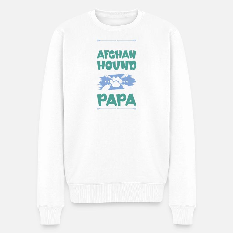 Chien de chasse afghan Chiens Papa - Pull Premium bio Homme - blanc
