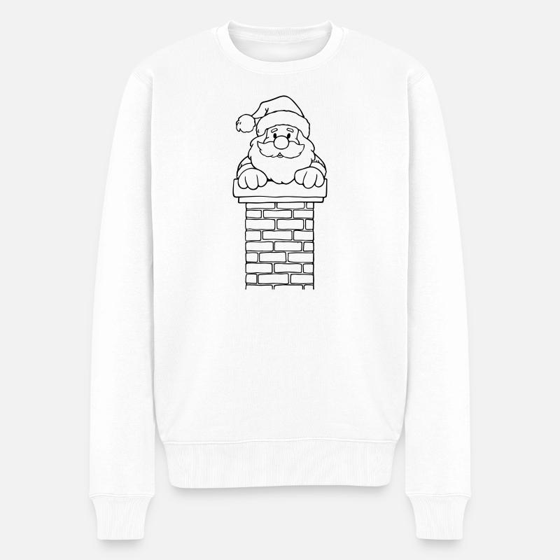 Weihnachtsmann Schornstein Lustig - Männer Premium Bio Pullover - Weiß