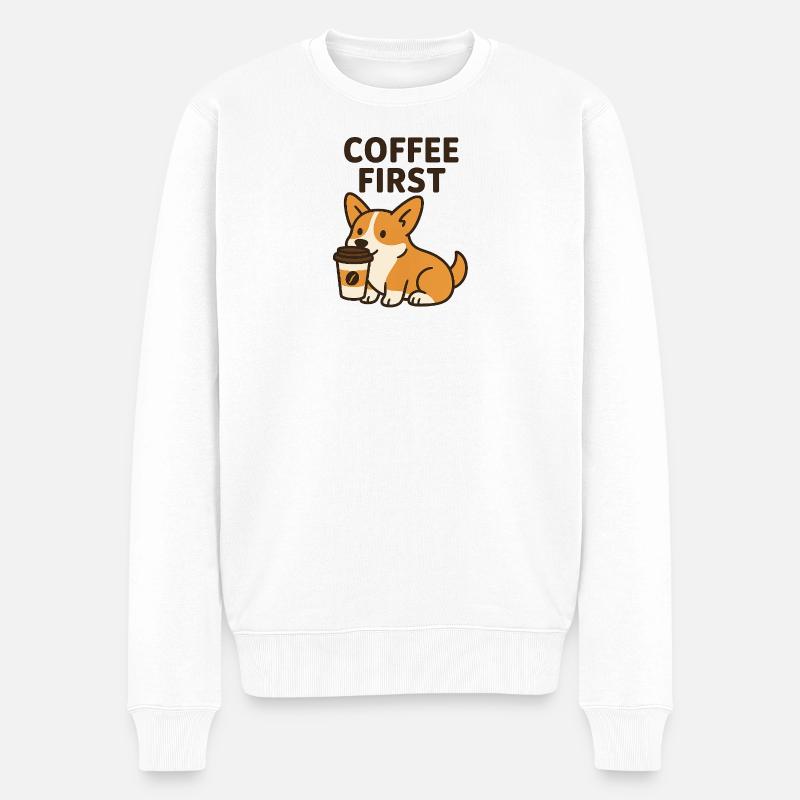 Cartoon-Hund - Männer Premium Bio Pullover - Weiß