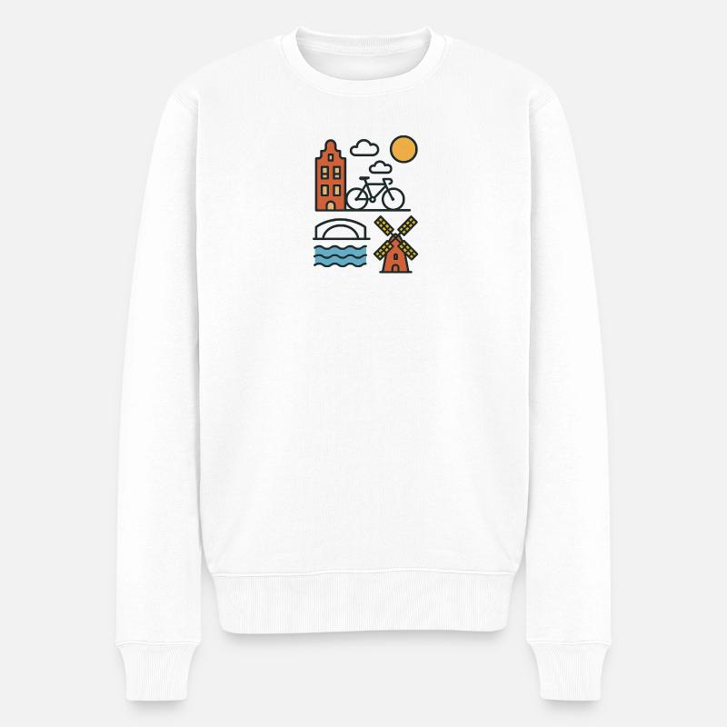 Meine Stadt Amsterdam - Männer Premium Bio Pullover - Weiß