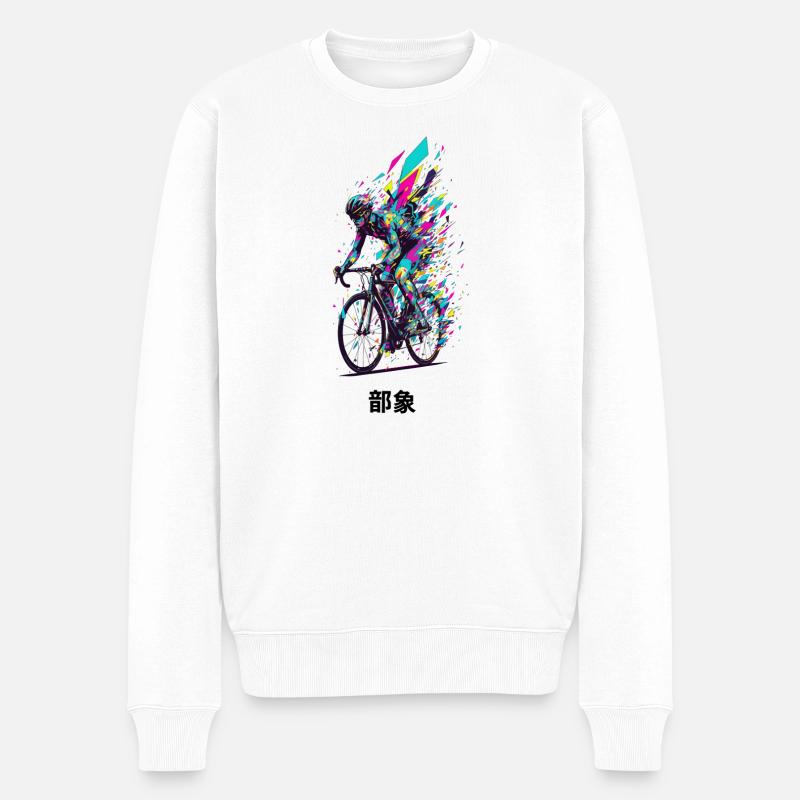Lebendige Fahrrad-Burst-Kunst - Männer Premium Bio Pullover - Weiß
