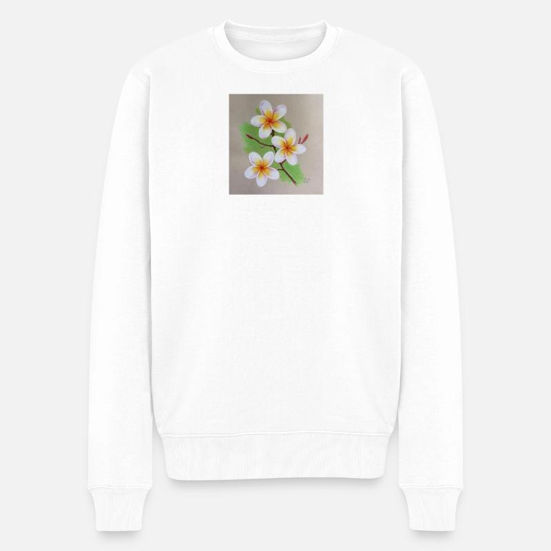 Blume - Männer Premium Bio Pullover - Weiß