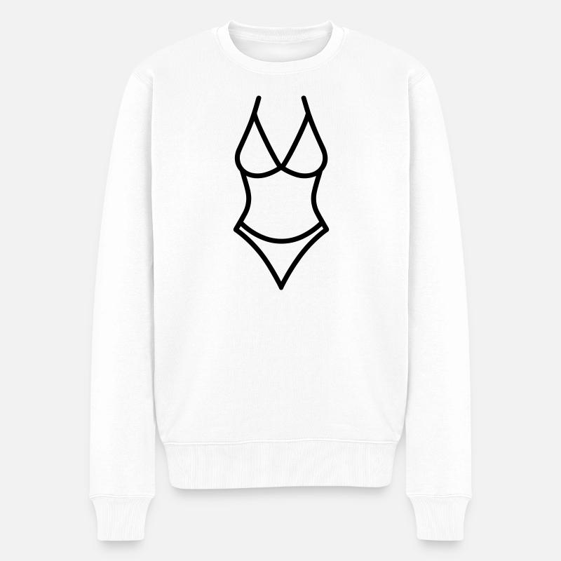 Badeanzug - Männer Premium Bio Pullover - Weiß