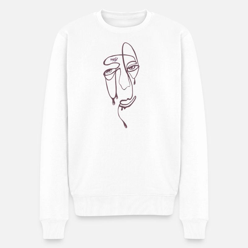 Portrait des Lignes de Déchirure - Pull Premium bio Homme - blanc