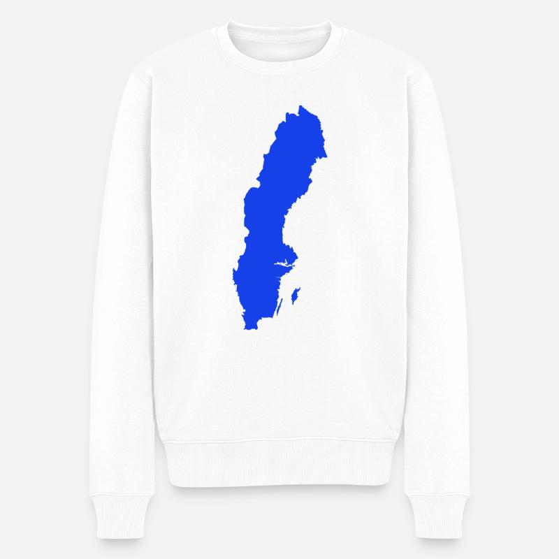 Schweden Karte blau - Männer Premium Bio Pullover - Weiß