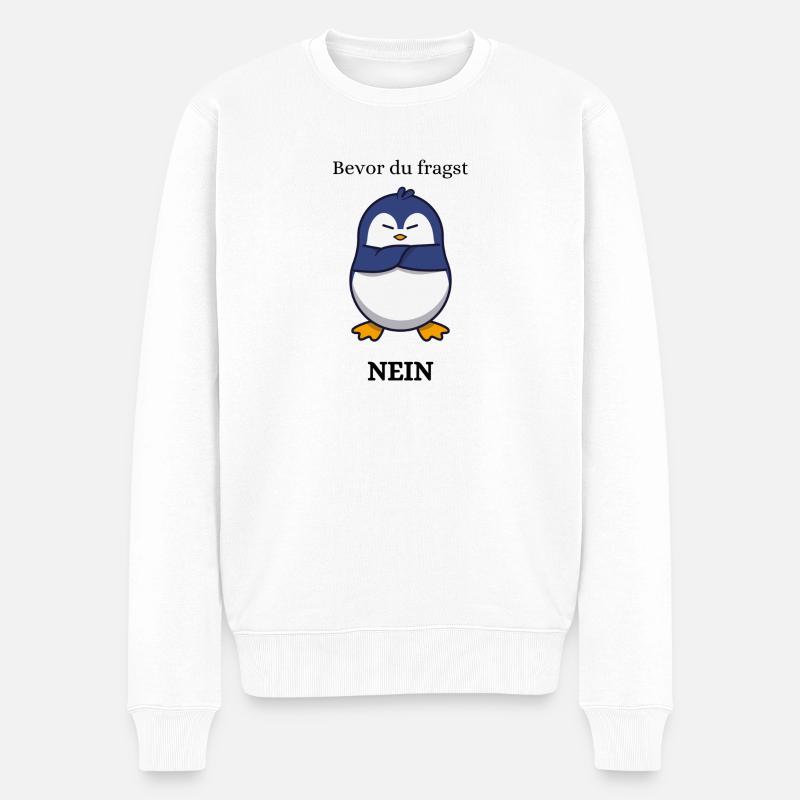 Bevor du fragst , NEIN , Pinguin - Männer Premium Bio Pullover - Weiß