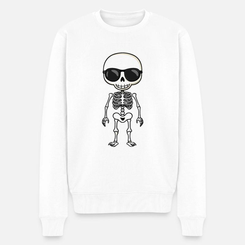 Squelette Bande Dessinée Halloween - Pull Premium bio Homme - blanc