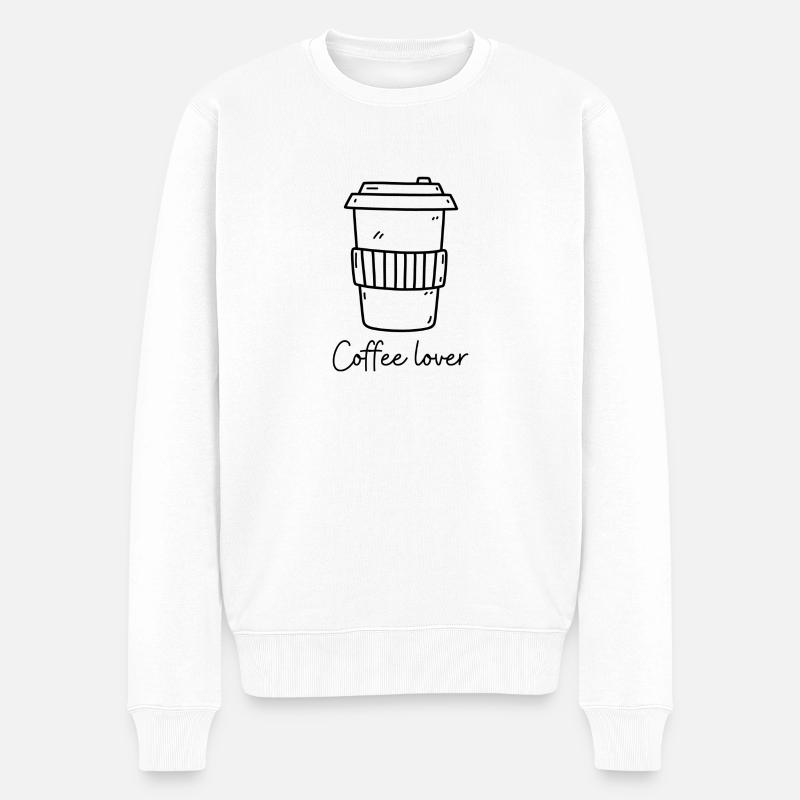 Kaffeeliebhaber - Männer Premium Bio Pullover - Weiß