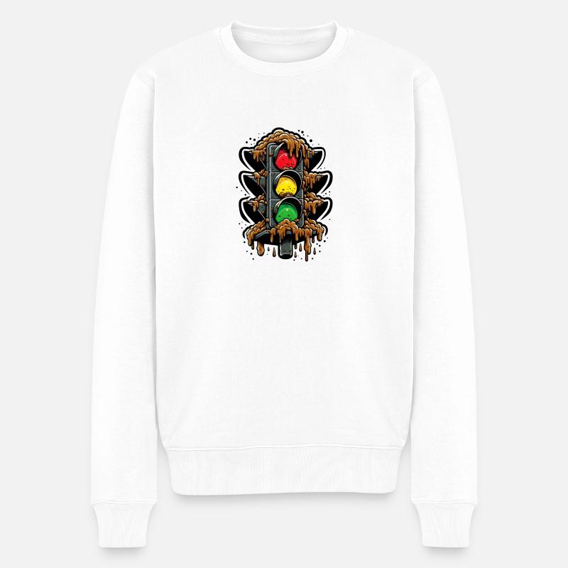 Klassische Deutsche Ampel - Männer Premium Bio Pullover - Weiß