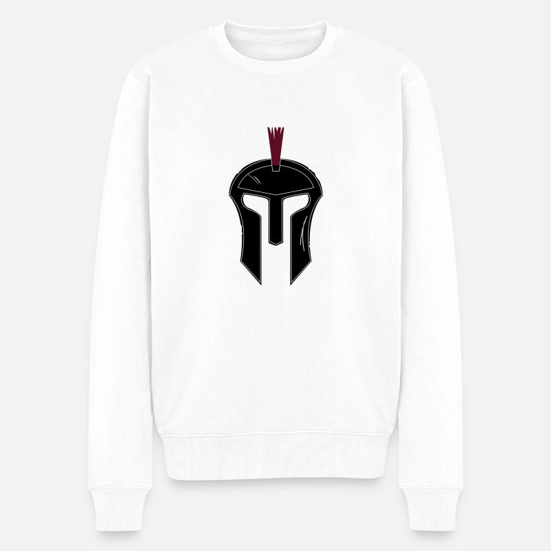 Sparta Helm - Männer Premium Bio Pullover - Weiß