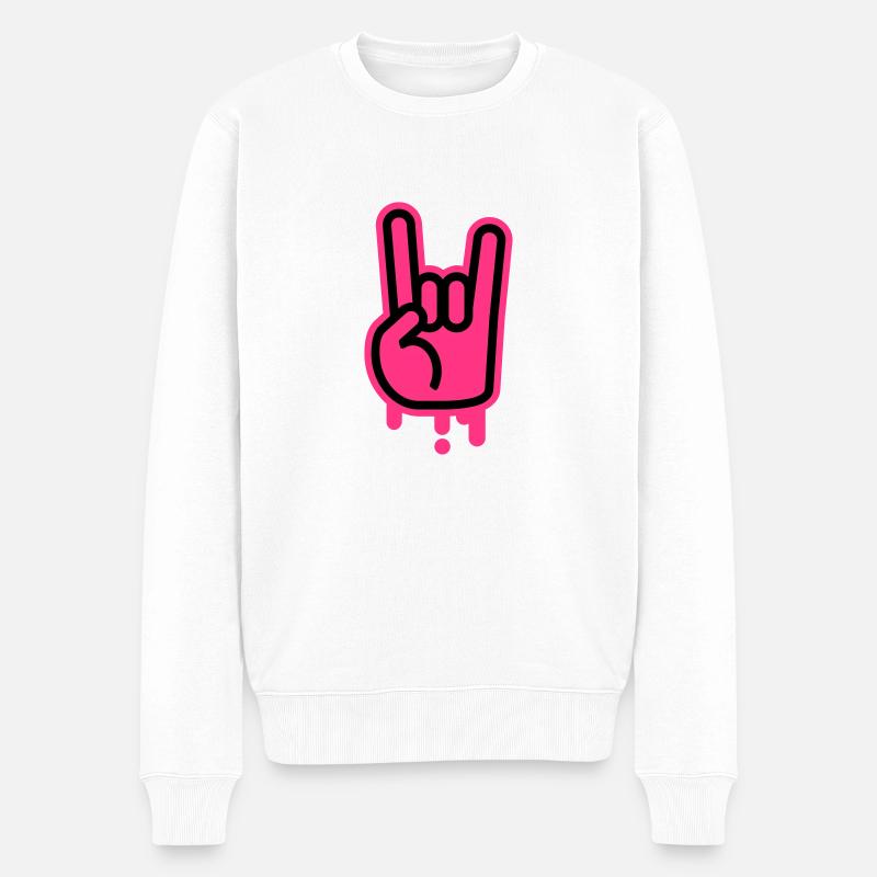 party_hand_1_f2 - Männer Premium Bio Pullover - Weiß