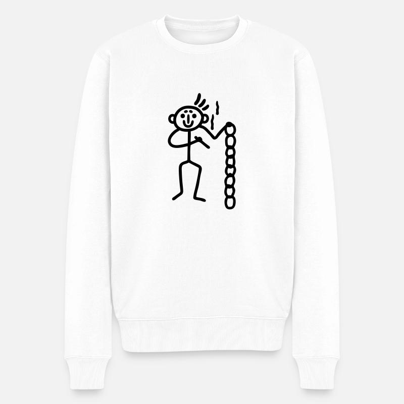 Strichmännchen mit Kette - Männer Premium Bio Pullover - Weiß