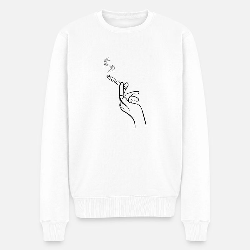 kiffen joint hand - Männer Premium Bio Pullover - Weiß