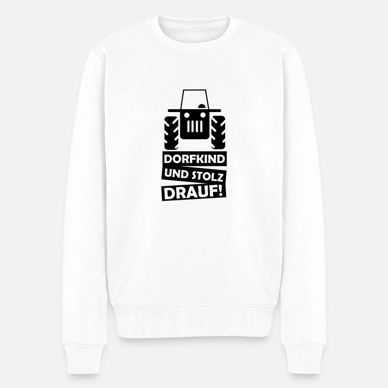 traktor_dorfkind_01 - Männer Premium Bio Pullover - Weiß