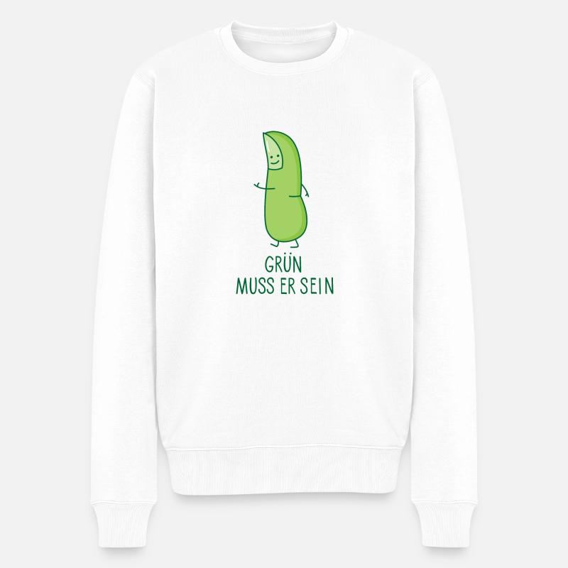 Lustiger grüner Daumen - Männer Premium Bio Pullover - Weiß