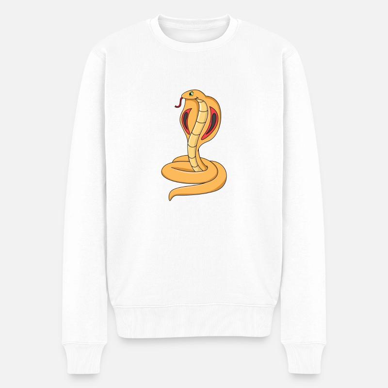 Kobra Schlange - Männer Premium Bio Pullover - Weiß