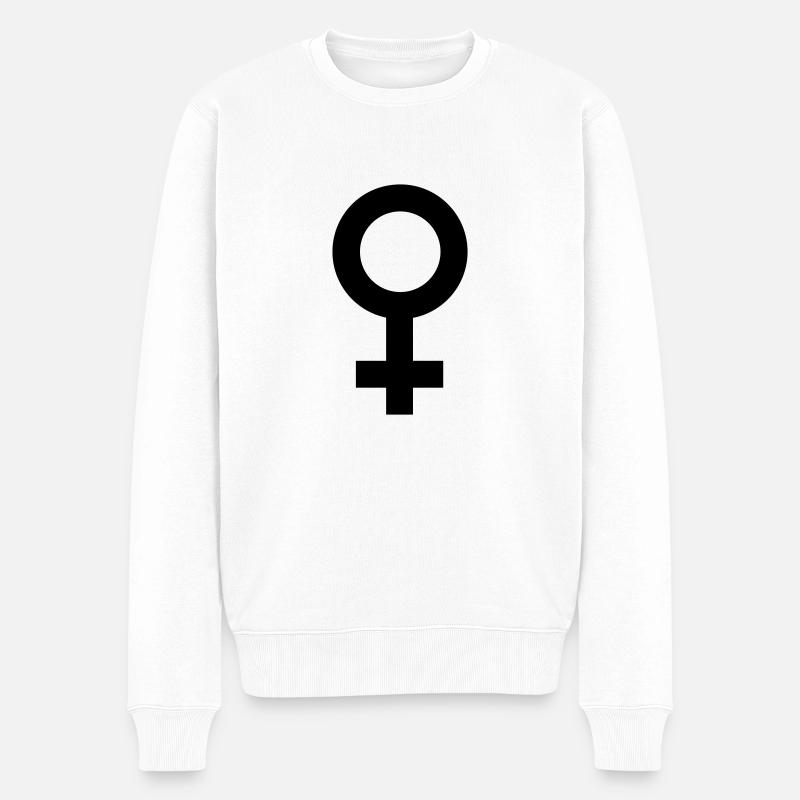 weibliches Symbol - Männer Premium Bio Pullover - Weiß