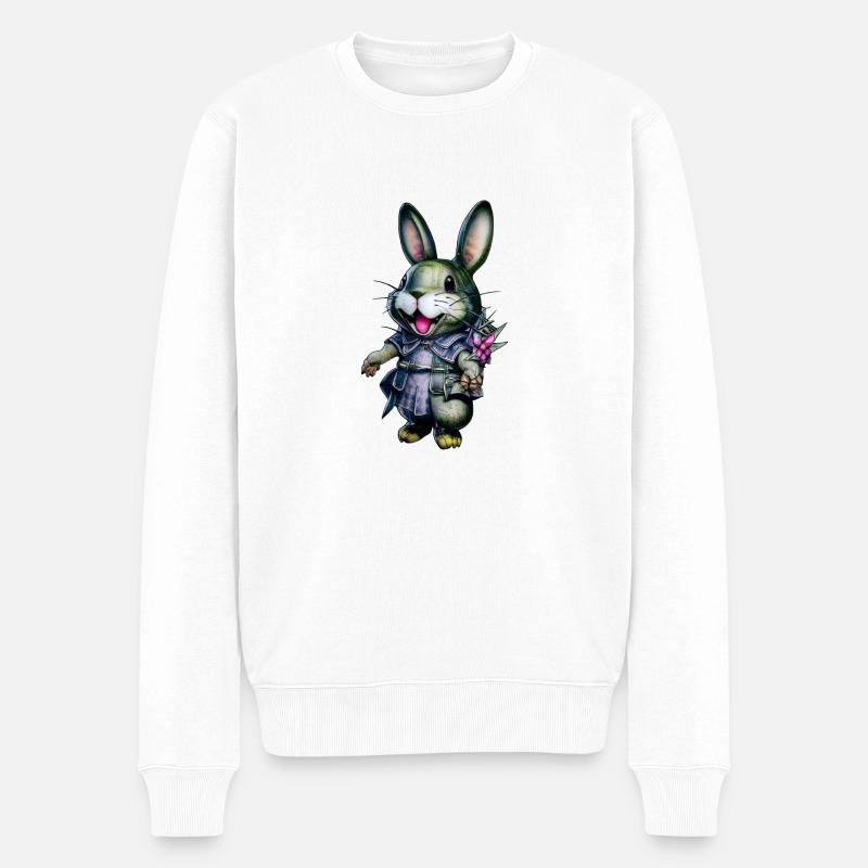 Kawaii Häschen - Männer Premium Bio Pullover - Weiß