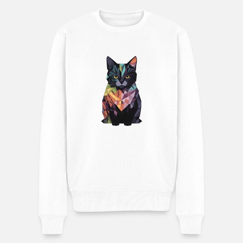 Chat coloré abstrait - Pull Premium bio Homme - blanc