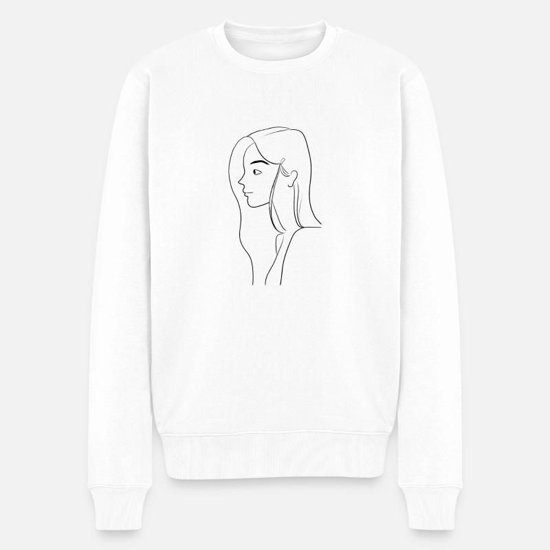 Frau im Profil - Männer Premium Bio Pullover - Weiß